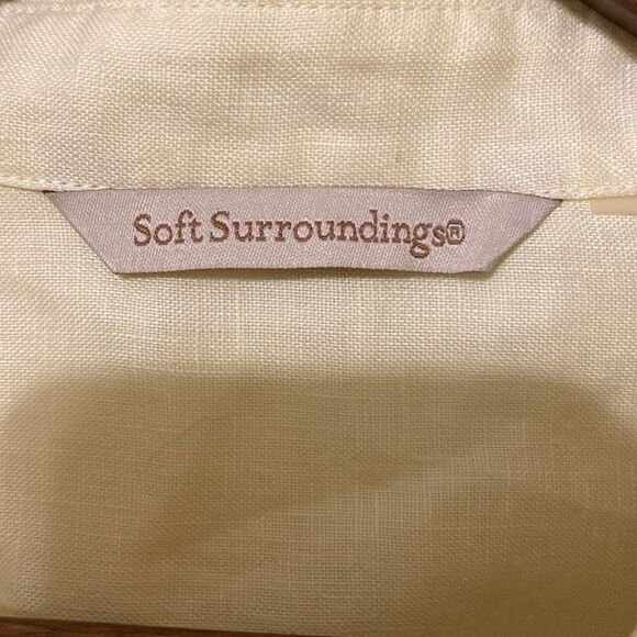 Soft Surroundings 100% Linen Long Sleeve Button Down Butter Yellow Lagenlook - Picture 7 of 11